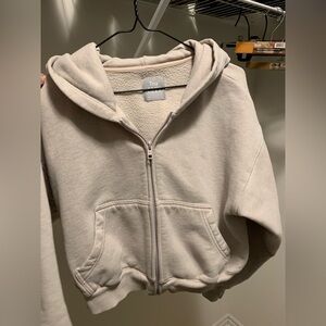 TNA boxy zip-Up Hoodie Heathered marble liliac size small